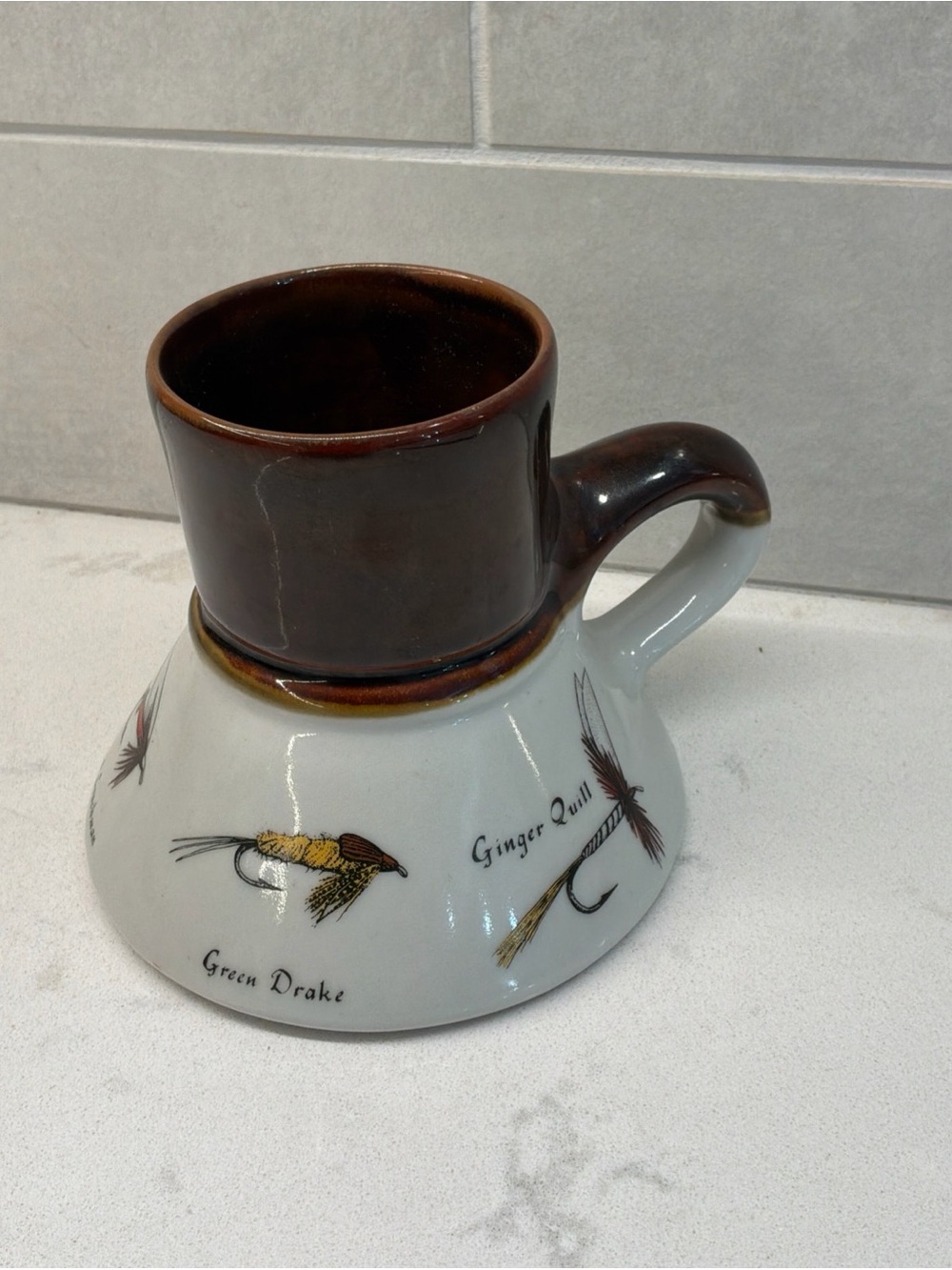 VTG Feltman Langer Fly Fisherman Fly Types Travel Boat Mug Wide Bottom No Lid